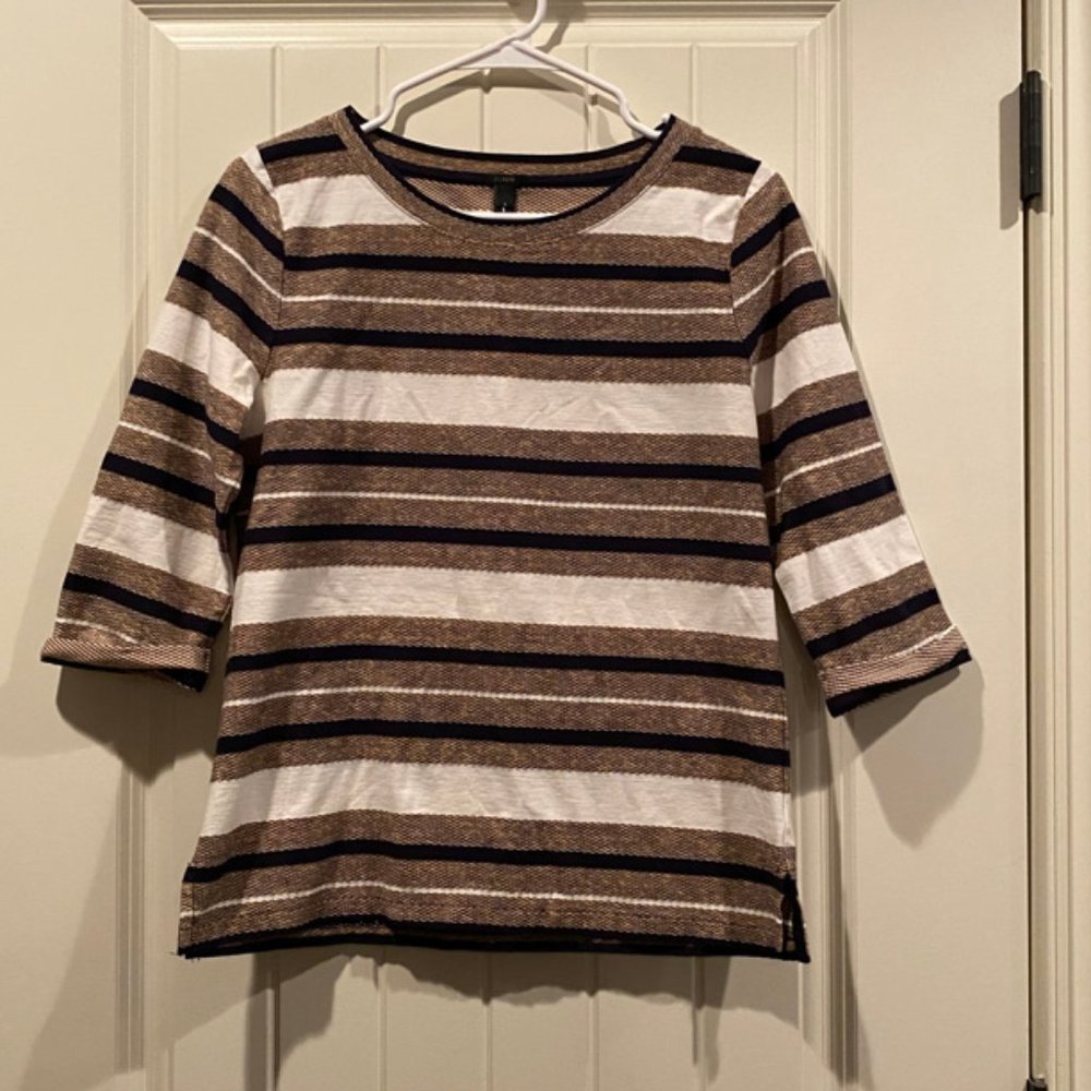 J Crew Striped 3/4 Sleeve Top